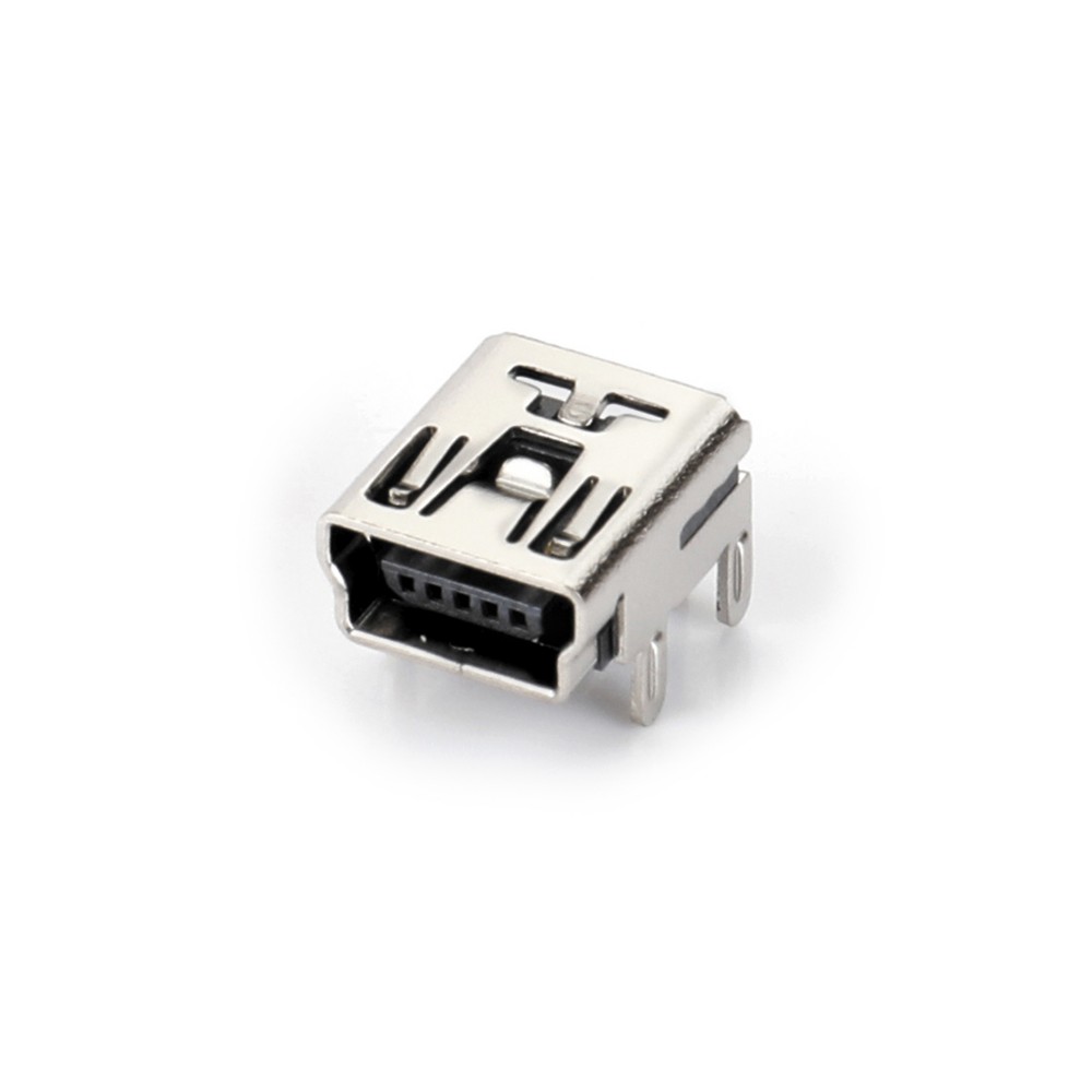 02BR-1106  MINI USB 5F 90度 DIP B型四腳加長(zhǎng)有打點(diǎn) T型卡點(diǎn) H6.8